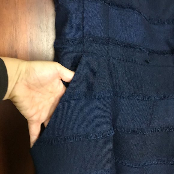 Nanette Lepore Blue Fringe Tweed Square Neck Dress Size 12 - Picture 6 of 11